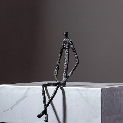 Mannstatue<br> Sitzendes Metall