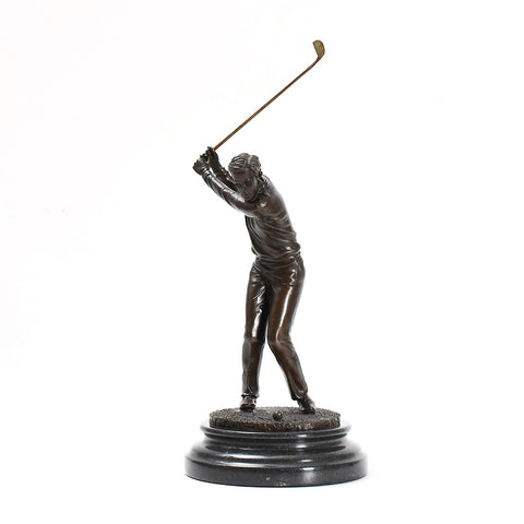 Bronzeskulptur<br> Bronzene Golfspielerstatuette 32 cm