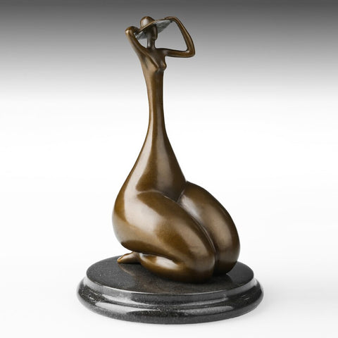 Bronzeskulptur<br> Bronzestatue Sitzende Frau 22 cm