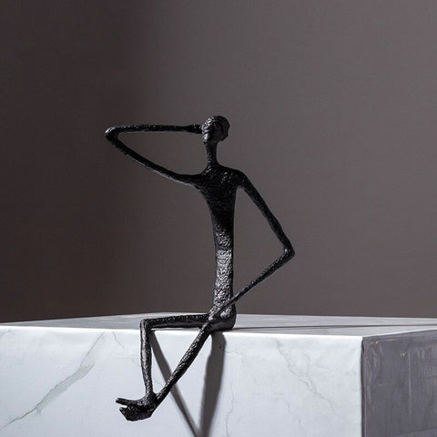Mannstatue<br> Sitzendes Metall