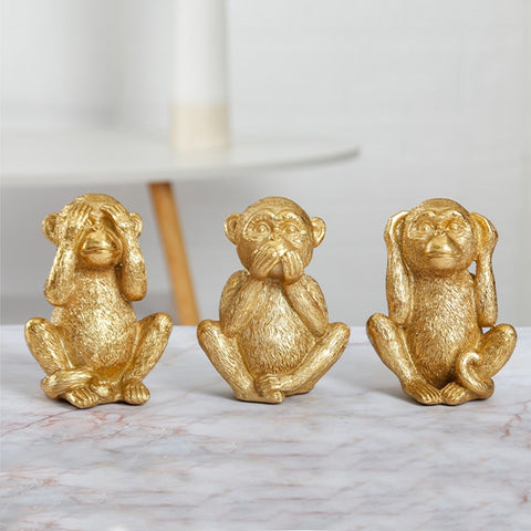 Gorilla-Statue<br> Die 3 Affen der Weisheit Deko 14 cm