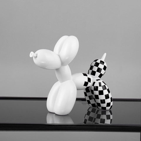 Hundestatue<br> Karierter Ballonhund