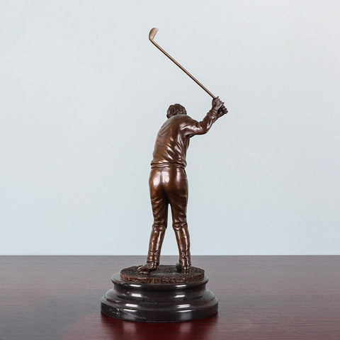 Bronzeskulptur<br> Bronzene Golfspielerstatuette 32 cm