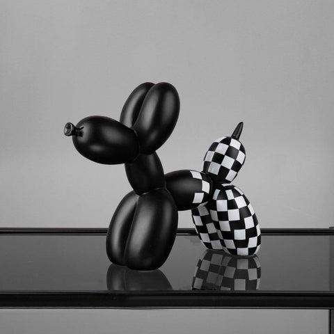 Hundestatue<br> Karierter Ballonhund