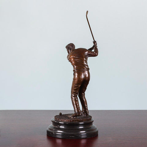 Bronzeskulptur<br> Bronzene Golfspielerstatuette 32 cm