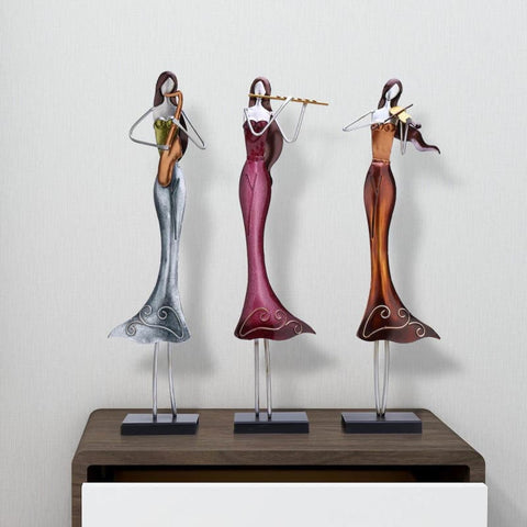 Frauenstatue<br> Metallmusiker 50 cm