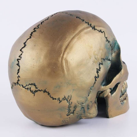 Totenkopfstatue<br> Bronzeschädel 15 cm