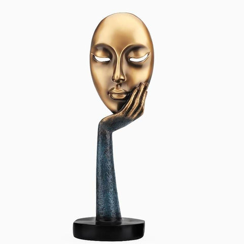 Nachdenkliche Frauenstatue<br> Goldenes Gesicht 28 / 37 cm