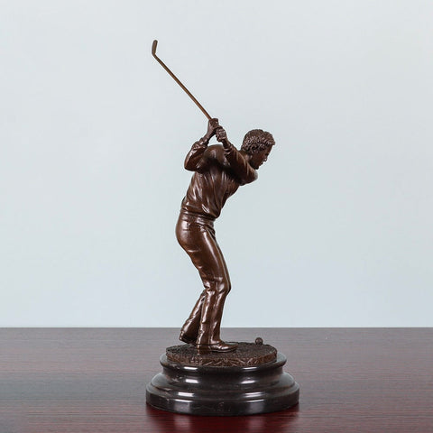 Bronzeskulptur<br> Bronzene Golfspielerstatuette 32 cm