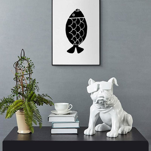 Hundestatue<br> Bulldoggenbrille 34 cm