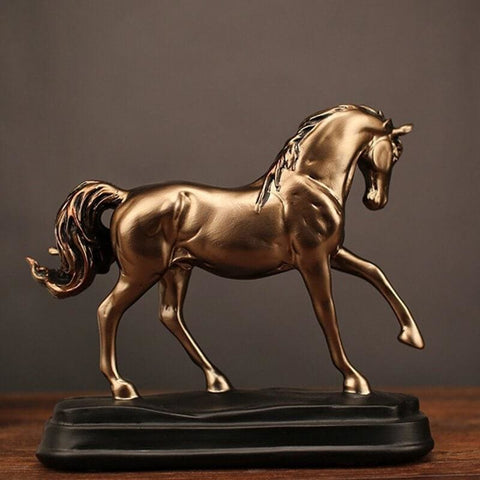 Pferdestatue<br> Goldbronzeeffekt 20 cm
