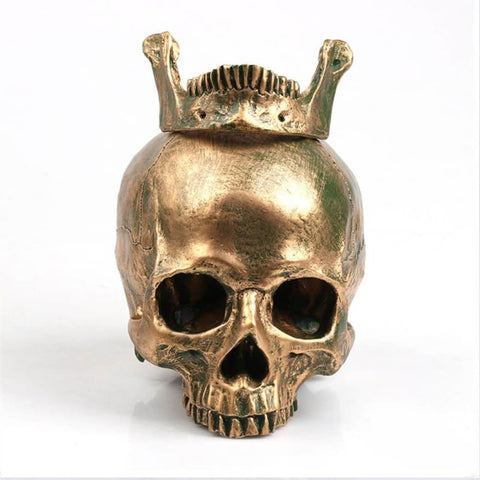 Totenkopfstatue<br> Goldener Totenkopf 14 cm