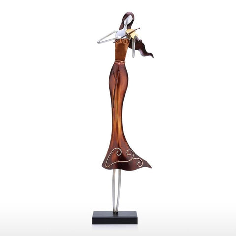 Frauenstatue<br> Metallmusiker 50 cm