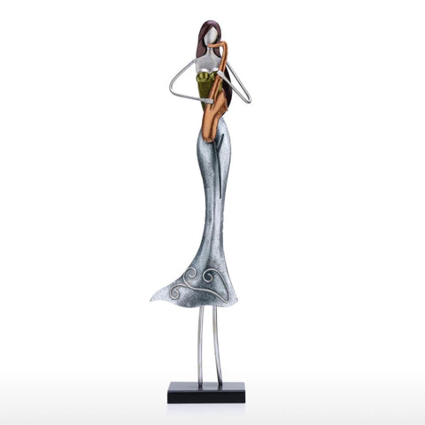 Frauenstatue<br> Metallmusiker 50 cm