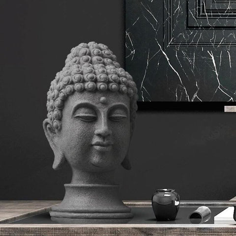 Moderne Kopfskulptur<br> aus Buddha-Stein 33 cm