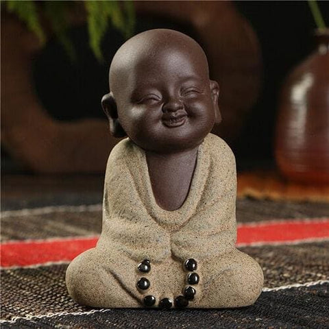 Moderne Skulptur<br> Buddhistische Mönchstatuette 9 cm