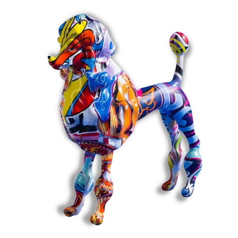 Hundestatue<br> Mehrfarbiger Pudel