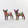 statue chien resine bouledogue multicolore