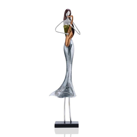 Frauenstatue<br> Metallmusiker 50 cm