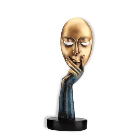 Nachdenkliche Frauenstatue<br> Goldenes Gesicht 28 / 37 cm