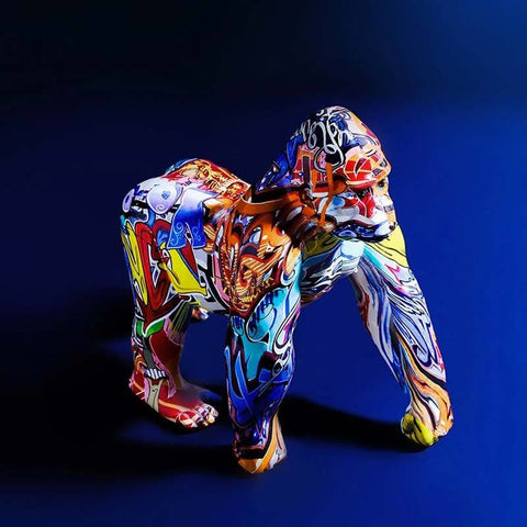statue gorille resine multicolore