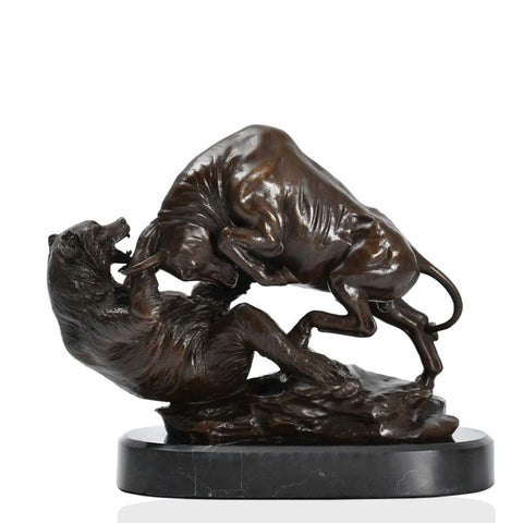 Bullenstatue aus Bronze<br> Angriff auf den Bären