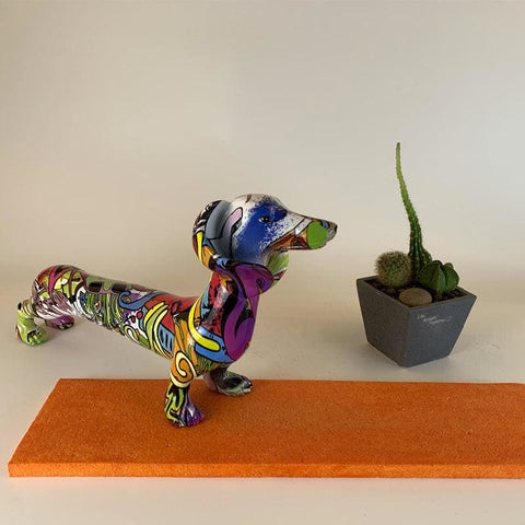 Hundestatue<br> Mehrfarbiger Dackel
