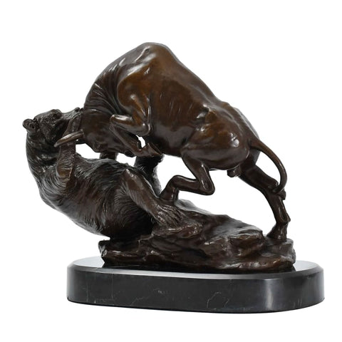 Bullenstatue aus Bronze<br> Angriff auf den Bären